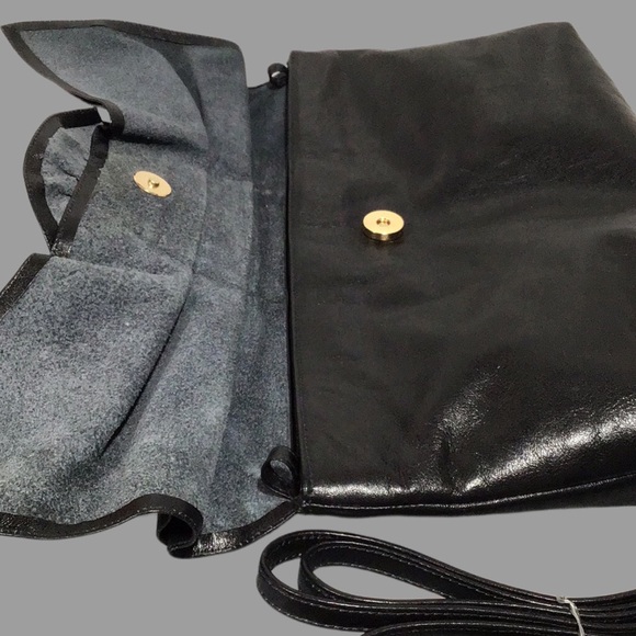 Vintage SUSAN GAIL Leather Clutch/Shoulder Bag with Large Bow Front Flap, Black - Picture 11 of 14